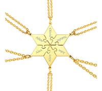 Collar Puzzle 6 Piezas Colgante Personalizado Acero Inoxidable 316L Mujer Regalo Romántico Parejas Joyería de Moda con Nombres Grabados