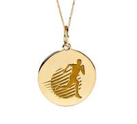 Collar redondo de chapado en oro con diseño de corredor |LK_NLC_02039 | 18 inch cable chain gold plated round disc necklace floral engraved nature design polished finish 22-24
