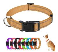 Collar reflectante para perro, collar de nailon ajustable, collar de seguridad multicolor para perros pequeños, medianos y grandes, para caminar por la noche (caqui)