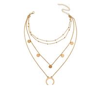 Collar retro de luna multicapa, colgante de bola multicapa, colgante de luna multicapa, regalo para amigas, encantador y profesional