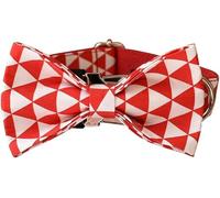 Collar Rojo Personalizado de Tela de algodón de Calidad para Perros pequeños, medianos y Grandes, Accesorio de Metal para Mascotas, Collar con Lazo, L