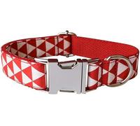 Collar Rojo Personalizado de Tela de algodón de Calidad para Perros pequeños, medianos y Grandes, Piezas de Metal, Accesorio para Mascotas, Collar para Perros, S
