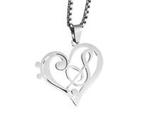 Collar romántico con colgante de símbolo musical de corazón para hombres y mujeres, banda de hip hop, joyería de concierto, regalo para parejas
