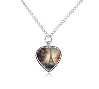 Collar romántico personalizado con urna de la Torre Eiffel de París para cenizas, collar conmemorativo para mascotas con kit de relleno, cadena ajustable de 27.6 pulgadas, joyería funeraria, cremación