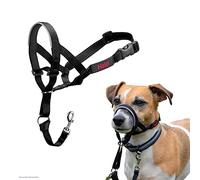 Collar Ronzal HALTI - Para evitar que tu perro tire de la correa, Ajustable y Ligero, con banda de nariz acolchada. Adiestramiento canino antitirones collar para perros pequeños (Talla 1, Negro)