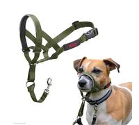 Collar Ronzal HALTI - para Evitar Que tu Perro Tire de la Correa, Ajustable con Banda de Nariz Acolchada. Adiestramiento canino antitirones Collar para Perros pequeños (Talla 1, Bosque Verde)