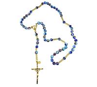 Collar rosario antigua murrina celeste