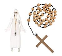 Collar Rosario Religioso Hombre Mujer Adulto, Collar Cruz Crucifijo, Rosario Disfraz Monje Monja Sacerdote, Rosario Halloween Carnaval, Cruz Sacerdote