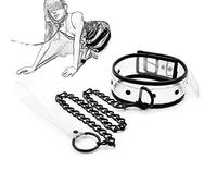 Collar Sex SM Collares Gargantilla de PVC transparente Cadena con anillo en D de metal Collar de esclavitud Collares Restricción del cuello Juego de roles de esclavos BDSM Juguete sexual ajustable