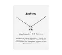 Collar Signo Zodiaco Sagitario Acero Inoxidable hermosa Tarjeta Significado Signo Zodiacal Colgante Horóscopo Para mujer o Hombre Regalo Cumpleaños (Sagitario Plateado)