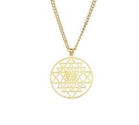 Collar Sri Yantra Chakra para mujeres y hombres Colgante talismán amuleto Sri Yantra Collar de geometría sagrada Símbolo del hinduismo Joyería sagrada para la meditación hindú