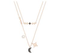 Collar Symbolica, Conjunto (2), Luna y estrella, Negro, Acabado en oro rosa de 18 quilates OS