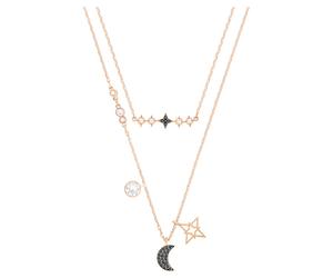 Collar Symbolica, Conjunto (2), Luna y estrella, Negro, Acabado en oro rosa de 18 quilates OS