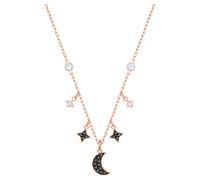 Collar Symbolica, Luna y estrella, Negro, Acabado en oro rosa de 18 quilates OS