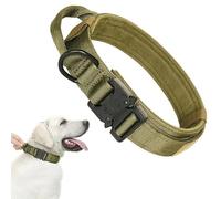 Collar táctico militar ajustable para perro, reflectante, para perro, camping, caza, entrenamiento, de nailon resistente, ajustable, collar táctico para perro, labrador, pastor alemán, verde, L