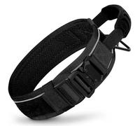 Collar Táctico Militar para Entrenamiento De Mascotas, Collar De Caza para Exteriores, Collar Reflectante De Nailon para Perros Pastores Y Labradores con Mango De Control,Negro,l