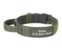 Collar táctico militar para perro, collar personalizado para perro, camping, caza, entrenamiento, con mango de control, adecuado para pastor alemán, labrador, bulldog francés, verde, XL