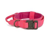 Collar táctico militar para perro con mango de control, ajustable, de nailon, para caminar, acampar, caza, entrenamiento, para perros medianos y grandes, pastor alemán, labrador, rojo rosa, M