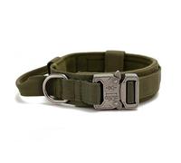 Collar táctico militar para perro con mango de control, ajustable, de nailon, para caminar, acampar, caza, entrenamiento, para perros medianos y grandes, pastor alemán, labrador, verde militar, XL