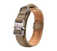 Collar Táctico Militar para Perro Rottweiler, Labrador Bull Terrier, Collar De Nailon Ajustable para Perro con Mango De Hebilla De Metal,Amarillo,XL55-63cm