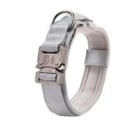 Collar Táctico Militar para Perro Rottweiler, Labrador Bull Terrier, Collar De Nailon Ajustable para Perro con Mango De Hebilla De Metal,Gris,Largo 45-53cm