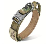Collar táctico militar resistente para perro con asa, collar de perro con parche para entrenamiento de perros al aire libre, caminar, camping, caza, collar ajustable de nailon, A, L