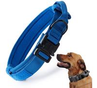 Collar táctico para perro, collar ajustable de nailon para perro con mango de control y hebilla de metal de liberación rápida pesada para perros pequeños, medianos y grandes, azul oscuro, XL