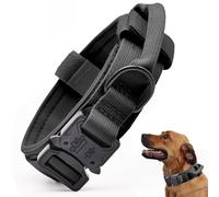 Collar táctico para perro, collar ajustable de nailon para perro con mango de control y hebilla de metal de liberación rápida pesada para perros pequeños, medianos y grandes, color negro, talla XXL