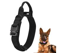 Collar táctico para perro, collar militar de entrenamiento para perros, mango de control y hebilla de metal pesado para Medimum Large Dog Training Behavior Aid Negro M