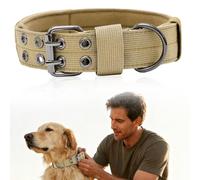 Collar Táctico para Perros con Broche De Metal Robusto, Militar Correa Nylon Collar Perro Grande, Collars Táctico Perro Perros Ajustable Pour Races Extra Grandes, Kaki L