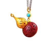 Collar talismán, Colgante Feng Shui, cinabrio rojo púrpura natural, calabaza dorada, nube auspiciosa, collar con colgante tallado, amuleto de riqueza Feng Shui contra el mal, colgante de chakra, regal