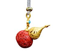 Collar talismán, Colgante Feng Shui, cinabrio rojo púrpura natural, calabaza dorada, nube auspiciosa, collar con colgante tallado, amuleto de riqueza Feng Shui contra el mal, colgante de chakra, regal