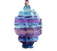 Collar talismán, Colgante Feng Shui, collar de cadena con colgante de fluorita de zorro degradado de color natural, amuleto de amor de cuarzo con cristal Feng Shui, piedras preciosas de chakra arcoíri
