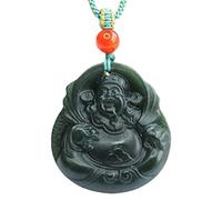 Collar talismán, Colgante Feng Shui, Natural Hetian Jade Dios de la Riqueza Colgante Feng Shui Fortune Hombres Damas Amuleto de la Suerte Collar Talismán Prosperidad Dinero Buena Suerte Amistad Pareja
