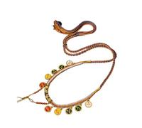 Collar tibetano con colgante de algodón frotado a mano, cadena de cuello de cuerda trenzada de 5 vías, dios de la riqueza, accesorios de cadena de clavícula, collar tibetano hecho a mano