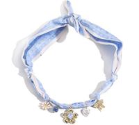 Collar tipo bufanda de estilo bohemio con abalorio, colgante de tela ajustable, lazo, flor, abeja, accesorio de moda de verano para mujer, Azul, M