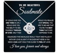 Collar "To My Wife from Husband with Heartfelt Message "To My Soulmate" para mujer, collar de mujer de marido, regalo de cumpleaños para ella, regalo de cumpleaños para mujer, 1 pcs, Plata esterlina