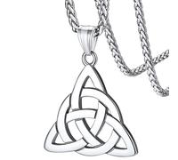 Collar Trinidad Céltica Acero Inoxidable 316L Hombre Mujer Colgante Triángulo Nudo Amigo Joyería Irlandesa de Protección para Familia Regalo Cumpleaños Aniversario Reyes