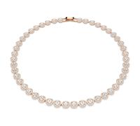 Swarovski Collar Tennis Una Angelic, Talla redonda, Medio, Blanco, Baño tono oro rosa