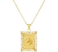 Collar unisex con colgante Zodíaco hecho de acero inoxidable, cadena ajustable de 51 a 60 cm, con diseño geométrico de moda (NC24Y0699-1)