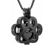 Collar urna forma huella colgante conmemorativo acero inoxidable mascotas | Centro que se abre para guardar pelo tierra o un recuerdo de cremación su cierre seguro protege los recuerdos más preciados