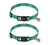 Collar verde con hojas de selva tropical para gatos, paquete de 2 collares para gatos con campana
