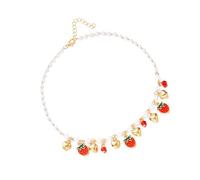 Collar versátil inspirado en frutas, ajustable, acentuado con margarita, con dije de corazón, adecuado para todas las ocasiones, delicado collar con colgante de corazón, talla única, como se describe