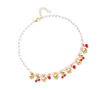 Collar versátil inspirado en frutas, ajustable, acentuado con margarita, con dije de corazón, adecuado para todas las ocasiones, delicado collar con colgante de corazón, talla única, como se describe