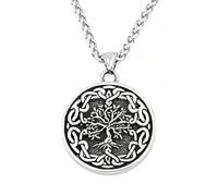 Collar Viking Vintage Árbol de la Vida Para Hombres - Amuleto Colgante del Árbol del Mundo Yggdrasil de Acero Inoxidable Nórdico - Joya Punk Rock Callejero Hip Hop Escandinava