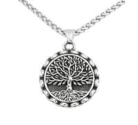 Collar Viking Vintage Árbol de la Vida Para Hombres - Amuleto Colgante del Árbol del Mundo Yggdrasil de Acero Inoxidable Nórdico - Joya Punk Rock Callejero Hip Hop Escandinava
