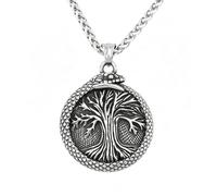 Collar Viking Vintage Árbol de la Vida Para Hombres - Amuleto Colgante del Árbol del Mundo Yggdrasil de Acero Inoxidable Nórdico - Joya Punk Rock Callejero Hip Hop Escandinava