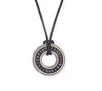 Collar Vikingo de Runas Nórdicas para Hombre y Mujer, Colgante Círculo Futhark Antiguo en Acero Titanio con Cadena de Cuero Ajustable, Joyería Épica Plateada