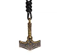 Collar Vikingo Mjolnir con Martillo Thor para Hombre y Mujer, Amuleto Protector de Plata de Ley 925 con BrúJula, Joyería Nórdica(Pendant+wax cord)