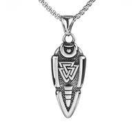 Collar Vikingo Odín Cabeza de Lanza Para Hombre - Mitología Nórdica Valknut Gungnir Punta de Flecha Colgante de Acero Inoxidable - Punk Fashion Vintage Classic Pagan Amulet Jewelry(Silver_60CM)